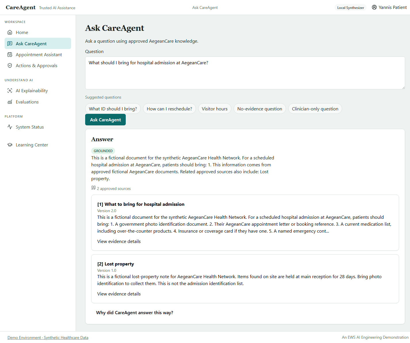EWS CareAgent product view